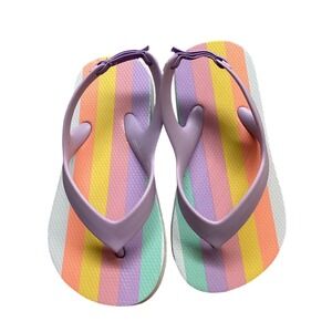 Old Navy Kids Rainbow Stripe Flip Flops Sandals Toddler Child Purple Strap